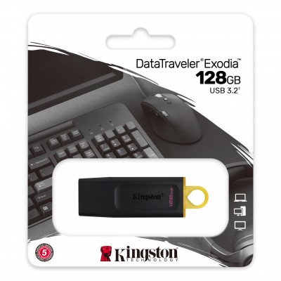 Memoria USB 128GB 3.2 Kingston Negro, DTX128GB