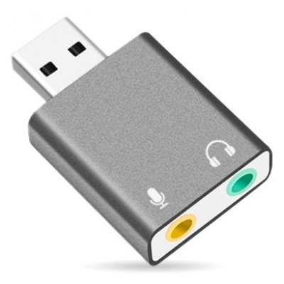 CONVERTIDOR USB A AUDIO 7.1 BROBOTIX 263571, USB, Gris