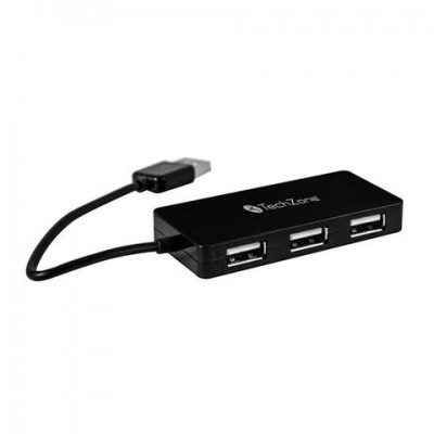 Hub 4 Puertos TechZone TZ17HUB02 USB, Negro