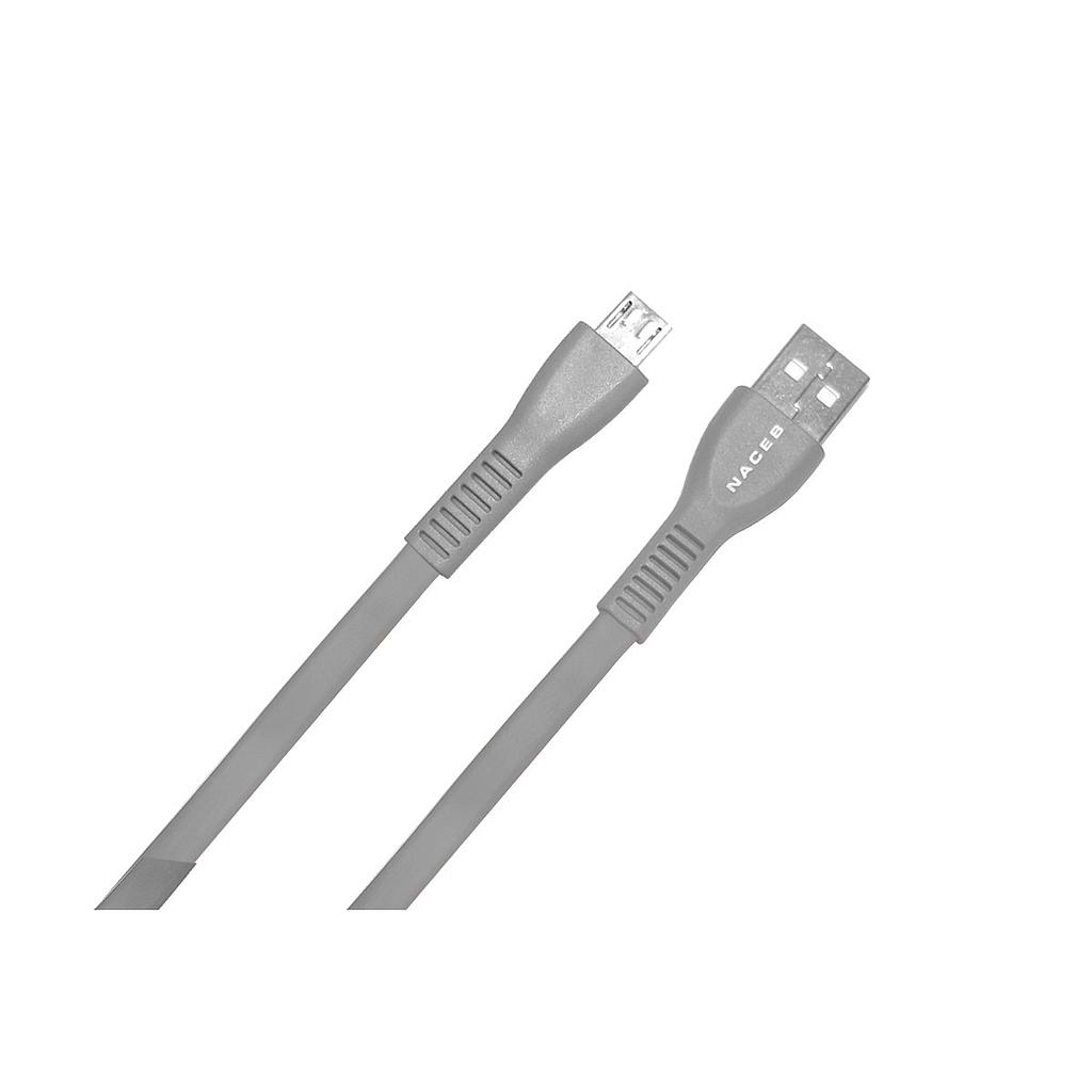 Cable USB a Micro USB Naceb Technology NA-0103G, 1 m, Gris