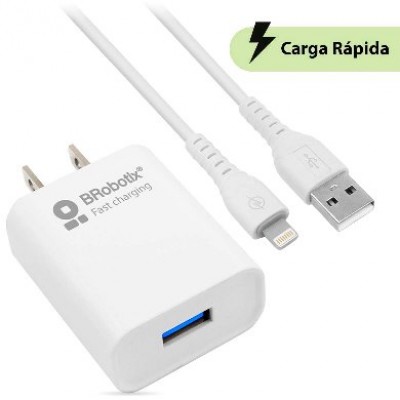 CARGADOR USB V3.0 + CABLE LIGHTNING. BLANCO