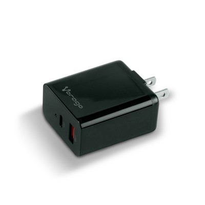 Cargador para pared. Vorago AU-350-BK negro.cargador de pared / Negro. 3.0A PD 20w USB A y tipo C