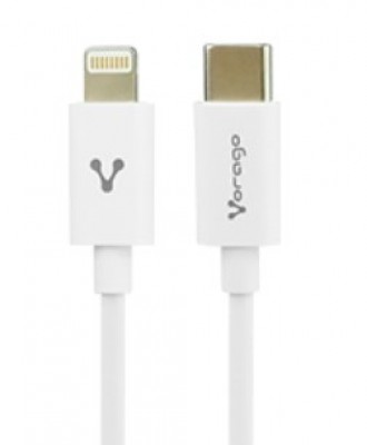 CABLE VORAGO CAB-125 TIPO C - LIGHTNING 20W CARGA RÁPIDA 1 METRO BLANCO