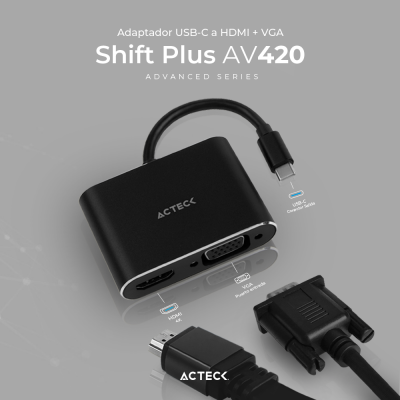 Adaptador USB-C a HDMI + VGA Shift Plus AV420 Acteck