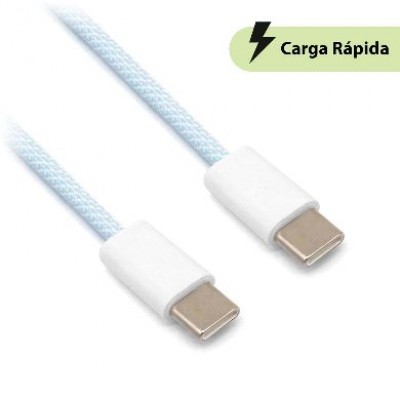 CABLE CARGA RÁPIDA, USB TIPO &quot;C&quot; A TIPO &quot;C&quot;, TEJIDO, 1.0 M, AZUL (6001554), Brobotix