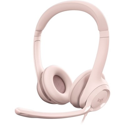 Audífonos Logitech USB H390 para Computadora con Audio Dígital Mejorado Control en Cable Color Rosa
