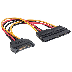 CABLE ALIMENTACION DIVISOR Y CABL SATA 0.15M X2 1 MACHO A 2 HEMBRA