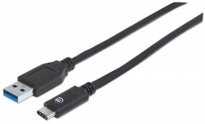 Cable USB C MANHATTAN 353373, USB C, 1 m, Negro 