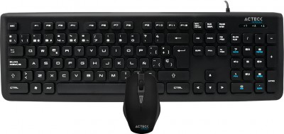 Kit Teclado y mouse ACTECK KT400, Estándar, Negro, 1000/1600 DPI