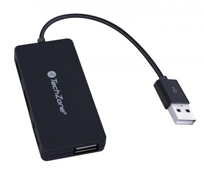Hub 4 Puertos TechZone TZ17HUB02 USB, Negro