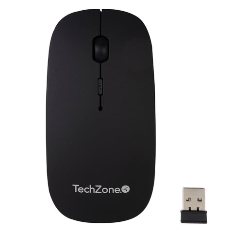 Mouse Inalámbrico Recargable con Mousepad TECHZONE TZ18MOUINAMP-NG, Negro, 800 - 1600 DPI